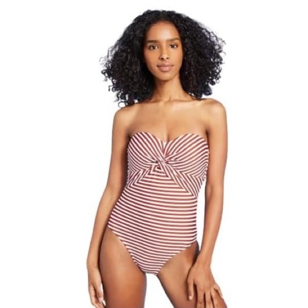 NWT Kona Sol Women’s Twist Bandeau One Piece Swimsuit Med
